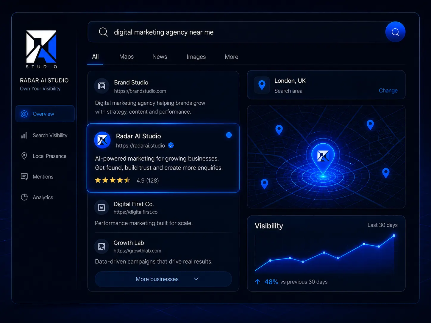 Search visibility dashboard preview