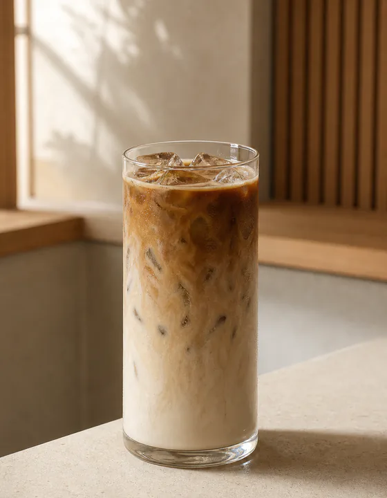 Hojicha latte with roasted aroma