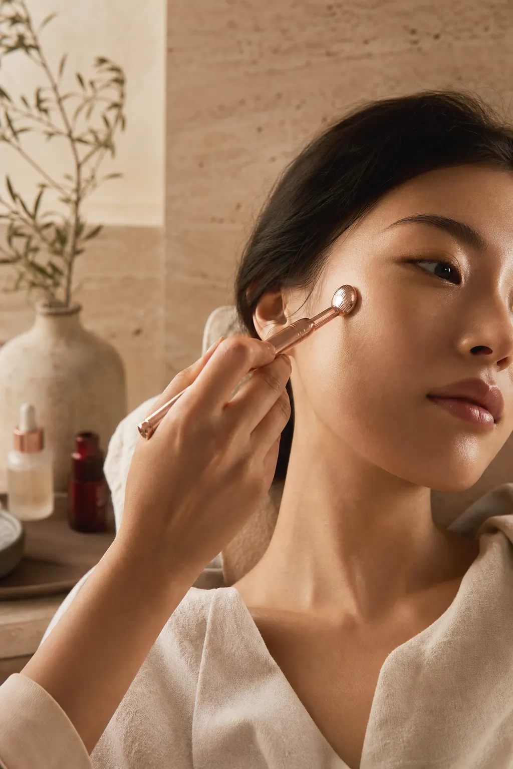 AURELLE Skin Atelier concept preview with warm skin ritual imagery