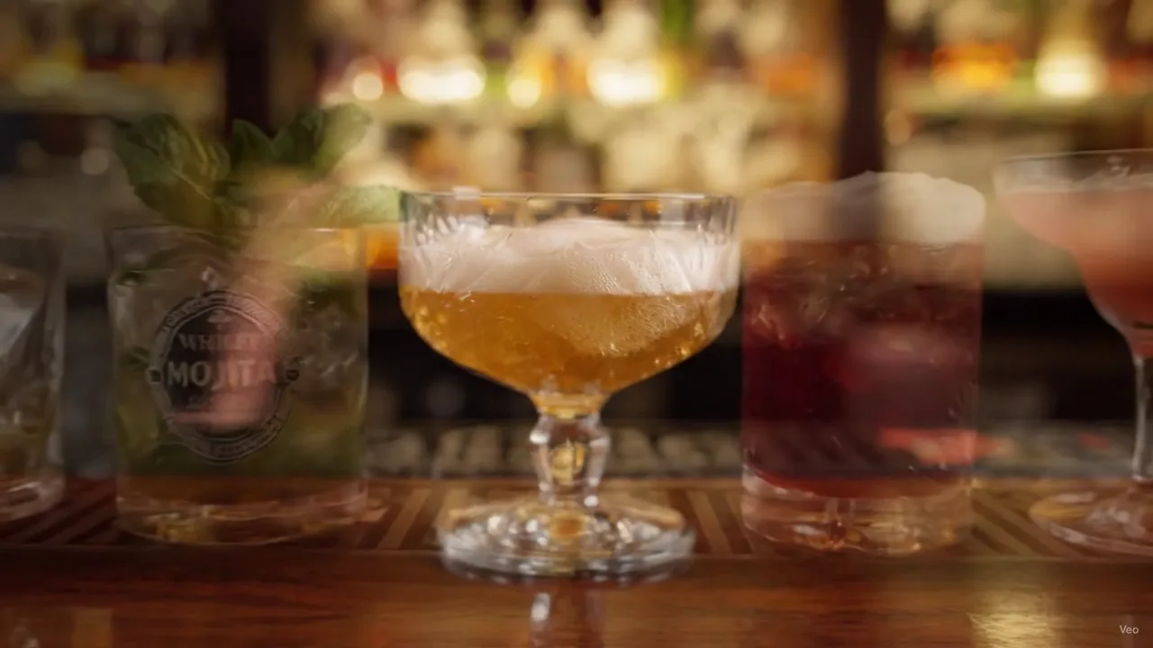 Three cocktails under warm bar lighting