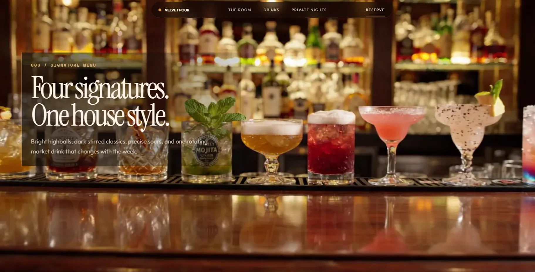 Cocktail bar demo landing page preview