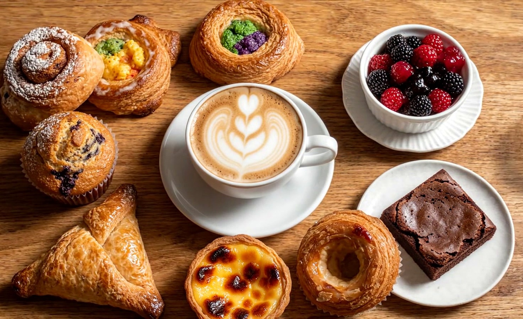 Brunch spread on a café table