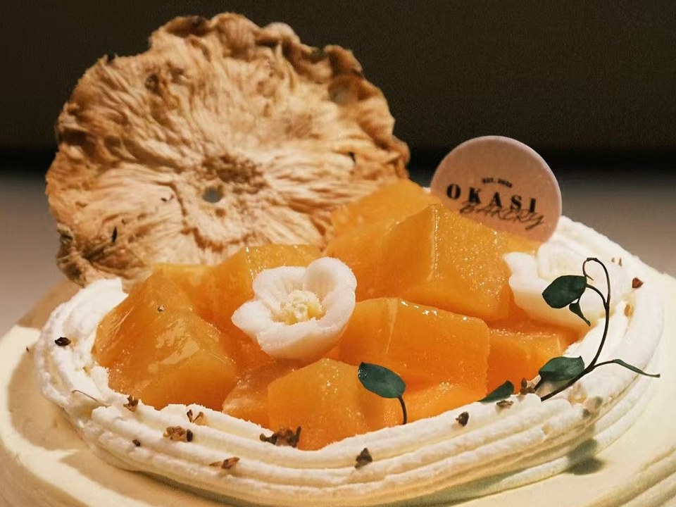 芒果啫喱與忌廉細節