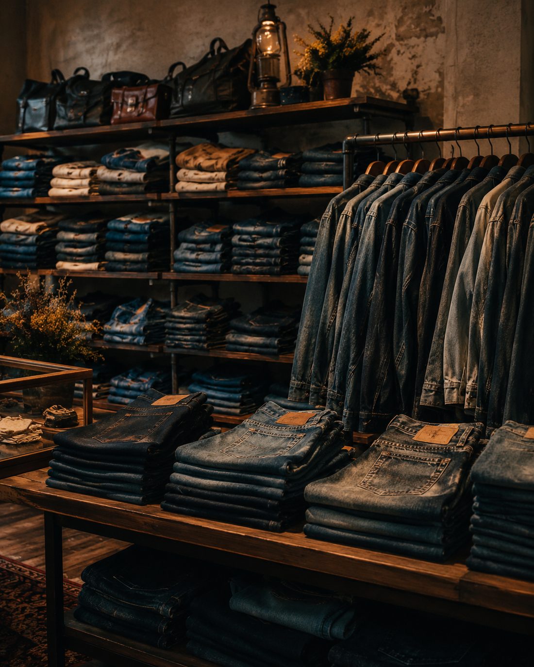 Vintage denim display